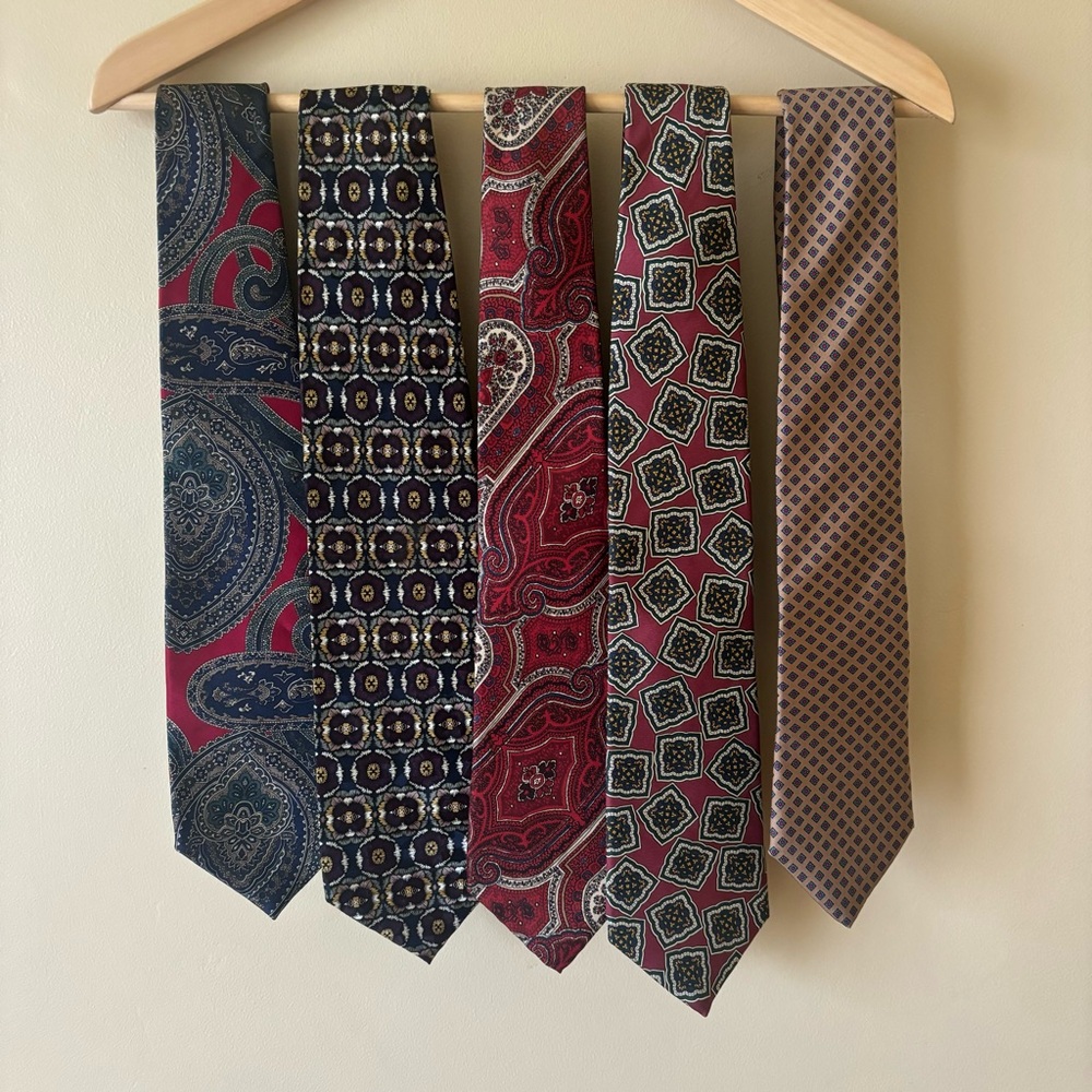 Men's Tie Set - Silk ties Collection Ralph Lauren vintage style patterns 5 Ties